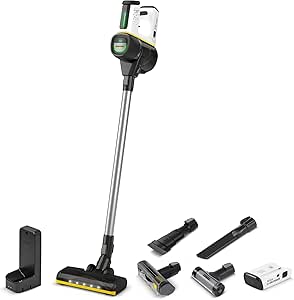 Kärcher VC 7 Signature Line akülü elektrikli süpürge, 2 kademesi, çalışma süresi: 60 dakikaya kadar, ağırlık: 2,6 kg, 25,2 V pil dahil, duvar askısı, şarj fonksiyonlu, zemin ve derz başlığı,