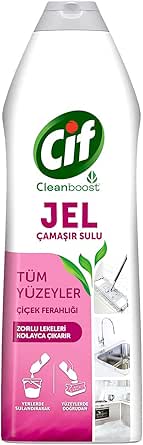 Cif Jel Yüzey Temizleyici Cleanboost Tüm Yüzeyler için Leke Çıkarıcı Çamaşır Sulu Çiçek Ferahlığı 750 ml