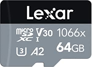 Lexar Professional 1066x 64GB Micro SDXC UHS-I Kart SILVER Serisi, SD adaptörü içerir, 160MB/s’ye Kadar Okuma Hızı (LMS1066064G-BNAAG)