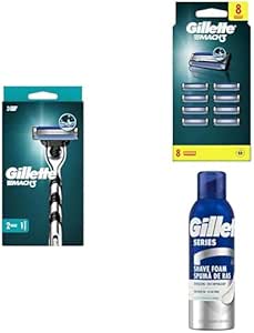 Gillette Mach3 Tıraş Makinesi + Yedek Tıraş Bıçağı 8’Li + 2’Li Tıraş Köpüğü Hassas 250 ml x 2