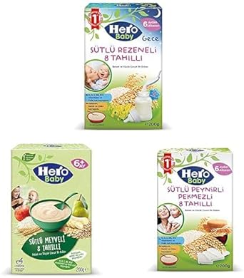 Hero Baby 8 Tahıllı Kaşık Maması, 3’lü Set, 200 gr x 3 Adet