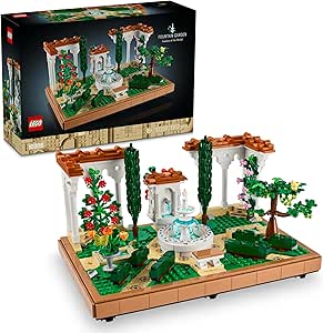 LEGO Icons Fıskiyeli Bahçe 10359 – Yetişkinler İçin Ev ve Ofis Dekoru, Selvi Ağaçları, Çiçekler ve Hayvan Figürleri içeren Sergilenebilir Bahçe Modeli Yapım Seti (1302 Parça)