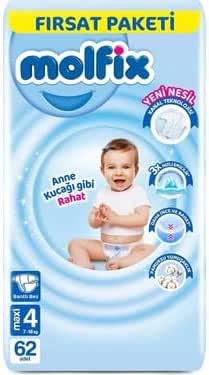 Molfix 3D Bebek Bezi Maxi 4 Beden, Fırsat Paketi 62 Adet
