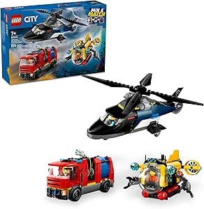 LEGO City Helikopter, İtfaiye Kamyonu ve Denizaltı Karışımı 60462-7 Yaş ve Üzeri Çocuklar için Yaratıcı Oyuncak Yapım Seti, Doğum Günü Hediyesi (874 Parça)