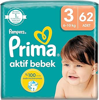 Prima Bebek Bezi Aktif Bebek 3 Beden 62 Adet Fırsat Paketi