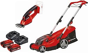Einhell GE-CM 36/37 Li Akülü Çim Biçme Makinesi + GE-CG 18/1 Li Power X-Change Akülü Çit Budama (18V, 37 cm kesme genişliği, 2x 3,0 Ah akü ve 2x şarj cihazı dahildir) – 3413173