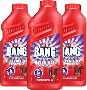 Cillit Bang Turbo Hijyenik Jel Lavabo Açıcı, 500ml, 3’lü Set (3 x 500 ml)