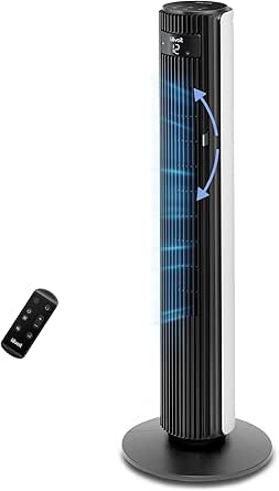Levoit Kule Vantilatör İçin Yatak Odası, 7,5 m/s, 23 W, 25 dB Sessiz Sütun, Uzaktan Kumandalı, 12 Hız Kademesi, 4 Mod, Beyaz