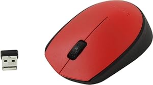 Logitech M171 Kablosuz Mouse, PC, Mac, Dizüstü Bilgisayar için, 2,4 GHz, USB Mini Alıcılı, Optik İzleme, 12 Aylık Pil Ömrü, Sağ ve Sol Elle Kullanıma Uygun, Kırmızı