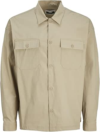 JACK %26 JONES JCOOUTDOOR OVERSHIRT LS Erkek Gömlek, Koyu Bej, S