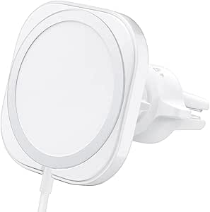 Spigen MagFit Araç Tutucu AirVent MagSafe Şarj Aleti iPhone 15 / 14 / 13 / 12 Serisi ile Uyumlu (MagSafe Dahil Değildir) White – ACP03163