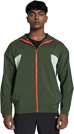 PUMA Erkek/Unisex Puma Fit Woven FZ Jacket-Dark Olive Woven Jackets S