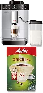 Melitta Caffeo Passione OT ‎F53/1-101, Süt Sistemli Çekirdekten Fincana Tam Otomatik Kahve Makinesi, Tek Tuş İşlevi, Paslanmaz Çelik ve Plastik + Melitta Original 1×4 Filtre Torbaları, 80 Adet