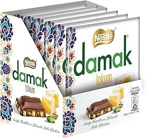 Nestlé Damak Antep Fıstıklı ve Lokumlu Sütlü Kare Çikolata 6 Adet x 60 g