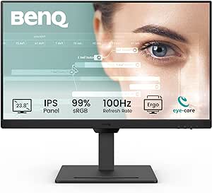BenQ GW2490T 23.8” Full HD IPS Monitör, 100Hz, HDMI+DisplayPort, Eye-Care, Düşük Mavi Işık, Flicker-Free, Ergonomik Stand, Pivot Özellikli Ofis Monitörü