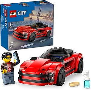 LEGO City Kırmızı Spor Araba 60448-5 Yaş ve Üzeri Çocuklar için Yaratıcı Oyuncak Yapım Seti, Doğum Günü Hediyesi (109 Parça)