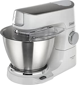 Kenwood Titanium Chef Baker, Entegre Tartılı KVC65.001WH – Stand Mikser, Hamur Yoğurma Makinesi, 1200 Watt Güçlü Motor, 5 Lt Hazne, 3 Hazne İçi Aparat, Sıçrama Önleyici, Değiştirilebilir Renkli Kapak