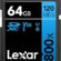 Lexar® 64GB Professional 800x SDXC™ UHS-I cards, up to 120MB/s read 45MB/s write C10 V30 U3