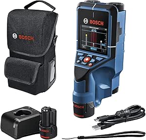 Bosch Professional D-tect 200C Duvar Tarama Cihazı(Tarama alanı: 200 mm, Akım geçen ve geçmeyen kablo, metal, plastik boruların bulunması, USB-C kablo, 1x12V 2.0Ah Akü, Şarj Cihazı, Çanta) AMAZON ÖZEL