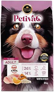 Petiva Yetişkin Köpekler İçin Balık Etli Kuru Köpek Maması (3 Kg, Balık)