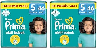 Prima Bebek Bezi Aktif Bebek 5 Beden 46 Adet Junior Fırsat Paketi 2li paket