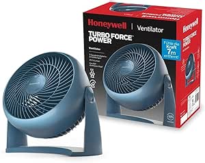 HONEYWELL TurboForce Turbo Vantilatör HT900NE4 Sessiz Soğutma, 90 Dereceye Kadar Ayarlanabilir Eğim Açısı, 3 Hız Ayarı, Duvara Montaj, Masa Vantilatörü – Mavi