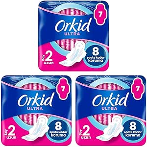 Orkid Ultra Extra Hijyenik Ped Uzun Tekli Paket 8 Ped 3lü paket