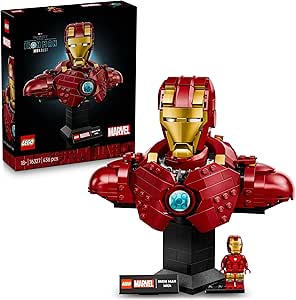 LEGO | Marvel Iron Man MK4 Büstü 76327, Yetişkin Kadınlar ve Erkekler için Baskılı Bir İsim Levhası ve Çıkarılabilir Iron Man Minifigürü İçeren Koleksiyonluk Model Yapım Seti, Hediye Fikri (436 Parça)