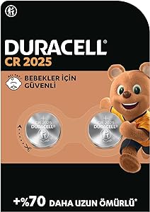 Duracell 2025 Lityum Düğme Piller (2’li Paket) 3V, Bebek Güvenlik Teknolojisi, Anahtarlık, Akıllı Bileklikler ve 3D Gözlüklerde Kullanım, Bebek Güvenlikli Paketleme