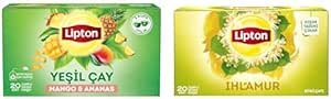 Lipton Mango ve Ananaslı Tropikal Bardak Poşet Yeşil Çay 20’li Paket ve Lipton Ihlamur Bardak Süzen Poşet Bitki Çayı 20’li Paket, 32 g