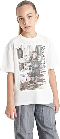 DeFacto Kız Çocuk Harry Potter Oversize Fit Bisiklet Yaka Kısa Kollu Tişört 9 10 yaş
