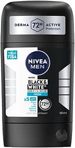 NIVEA Men Erkek Stick Deodorant Black&White Invisible Fresh 72 Saat Anti-Perspirant Koruma, 50 ml