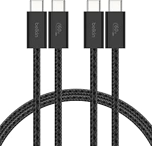 Belkin 2’li Örgülü USB-C – USB-C Kablo, 1,5 m, 60 W – Yumuşak, Esnek ve Hızlı Şarj Kablosu, iPhone 16 ve 15 Serisi, Galaxy S25, Pixel 9, iPad Pro ve Daha Fazlasıyla Uyumlu, Siyah