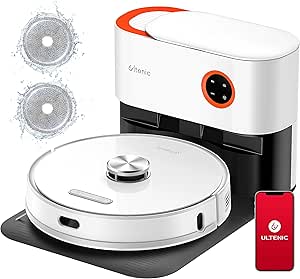 Ultenic T10 Pro robot süpürge, silme fonksiyonlu, istasyonu, 4000 Pa temizlik robotu, uzun çalışma süresi 200 dakika, LiDAR navigasyon, halı algılamalı robot süpürge, kartografi, WiFi/App