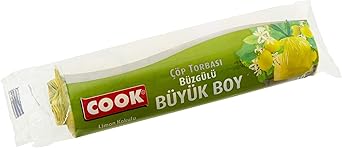 Cook Büzgülü Kokulu Çöp Torbası, Büyük Boy (Limon) 65 x 70 cm (10 Adet/Rulo)