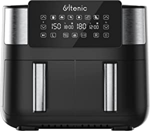 Ultenic K20 Airfryer, Çift Bölmeli Fritöz, 8 Litre XXL, 2850 W, Siyah