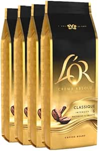 L’OR Crema Absolu Klasik Çekirdek Kahve,%100 Arabica, Zengin Lezzet, Yoğunluk 6, 500 Gram x4