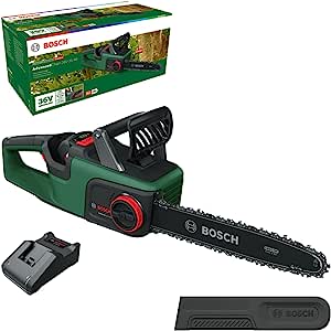 Bosch Home and Garden akülü zincir testeresiAdvancedChain 36V3540 (sert ahşap kesmek için; 36 Volt sistem; zincir hızı: 14 m/s; 1 x 2 Ah pil ve şarj cihazı)