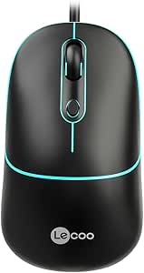 Lecoo MS110 USB Kablolu 2400DPI 4 Tuşlu RGB Sessiz Click Optik Mouse – PC, Mac, Dizüstü Bilgisayar ile Uyumlu, Tak Çalıştır Kolay Bağlantı, Sağ ve Sol Elle Kullanıma Uygun, Kompakt Mouse Siyah