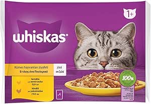 Whiskas Pouch Jöle İçinde Tavuklu ve Hindili Yetişkin Kedi Konservesi 4×85 Gr