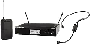 Shure BLX14RE/PGA31, Wireless Rack-Mount Presenter System with PGA31 Headset, Professional Cardioid Microphone for Speech & Performance, Black, H8E Band