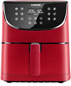 COSORI 5.5 L Yağsız Fritöz, 11 Programlı Sıcak Hava Fritözü, İspanyolca 100 Tarif, Sıcak Tutma Fonksiyonlu, LED Dokunmatik Ekran, Zamanlayıcı, 1700 W, Kırmızı
