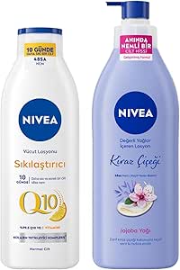 NIVEA Q10 Sıkılaştırıcı C Vitamini Vücut Losyonu 250ml ve Kiraz Çiçeği Nemlendirici Vücut Losyonu 400ml