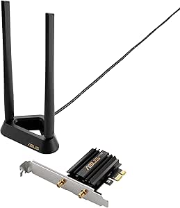 ASUS PCE-AXE59BT AXE5400 WiFi 6E PCI-E adaptörü (iki harici anten, 6 GHz bant, 160 MHz, Bluetooth 5.2, WPA3, OFDMA, MU-MIMO)