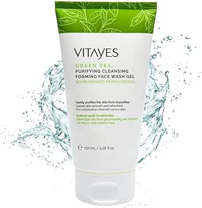 VITAYES Yüz Temizleme Jeli Akne Siyah Noktaya Yatkın Ciltler Için Yeşil Çay Özlü, 150 ml