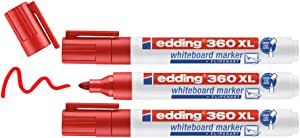 edding 360 XL beyaz yazı tahtası kalemi, kırmızı, 3’lü set, yeniden doldurulabilir
