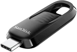 SanDisk Ultra® Slider USB-Type-C™ Sürücü 128 GB (USB Flash Sürücü, Geri Çekilebilir Bağlantı, USB 3.2 Gen 1, 400 MB/s’ye kadar) Siyah