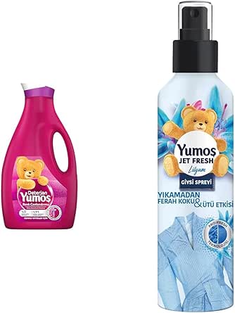 Yumoş Sıvı Bakım Çamaşır Deterjanı Renkli Giysiler, 2520 ml(1) Yumoş JetFresh Giysi Spreyi Lilyum 200 ml(2)