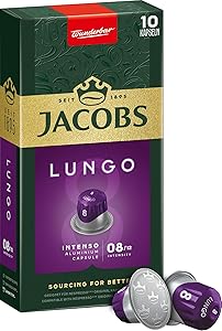 JACOBS – Lungo 8 Intenso – Yüksek Yoğunluk – Keskin ve Yoğun – Espresso Kapsülleri – 10 alüminyum kapsül