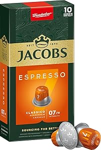 JACOBS – Espresso 7 Classico – Orta Yoğunluk – Dengeli ve Meyvemsi – Espresso Kapsülleri – 10 alüminyum kapsül